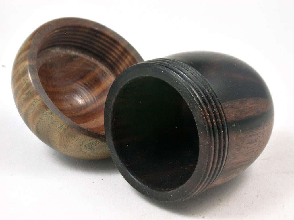 LV-3365 Ebony & Verawood Acorn Jewelry Box, Pill Box, Trinket Box-SCREW CAP