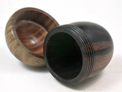 LV-3365 Ebony & Verawood Acorn Jewelry Box, Pill Box, Trinket Box-SCREW CAP