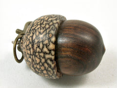 LV-3413  True Lignum Vitae & Betelnut Acorn Box, Pill Holder, Compartment Pendant-SCREW CAP