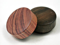 LV-3380  Tulipwood & Black Chacate Flat Pill Box, Snuff Box, Ring Holder-SCREW CAP