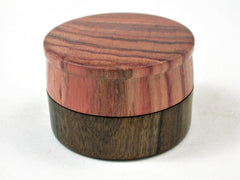 LV-3380 Tulipwood & Black Chacate Flat Pill Box, Snuff Box, Ring Holder-SCREW CAP