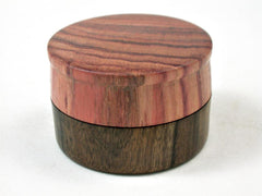 LV-3380  Tulipwood & Black Chacate Flat Pill Box, Snuff Box, Ring Holder-SCREW CAP