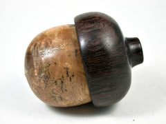 LV-3203  Mango burl & Lanceolaria Wooden Acorn Pill Box, Jewelry, Engagement Ring Box-SCREW CAP