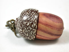 LV-3277 Tulipwood & Betel Nut Acorn Pendant Box, Charm, Pill Holder-SCREW CAP
