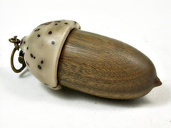 LV-3244 Verawood & Raffia Palm Nut Acorn Box, Pill Holder, Compartment Pendant-SCREW CAP