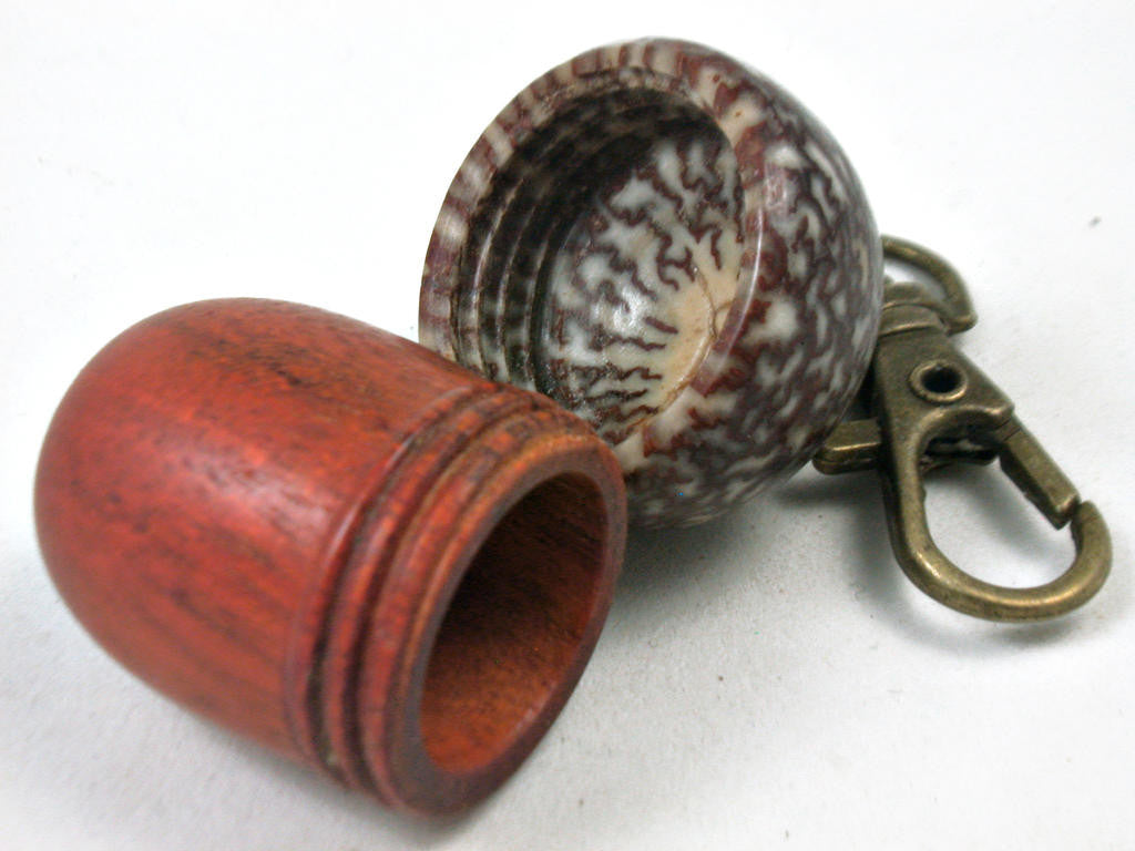 LV-3397  Sappanwood & Betelnut Acorn Pendant Box, Charm, Pill Holder-SCREW CAP