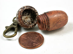 LV-3255 Amboyna Burl & Betel Nut Acorn Pendant Box, Bag Charm, Pill Holder-SCREW CAP