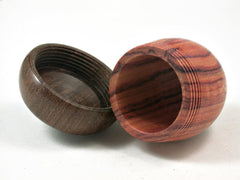LV-3319 Tulipwood & Brown Ebony Acorn Jewelry Box, Pill Box, Trinket Box-SCREW CAP