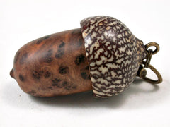 LV-3306  Morrocan Thuya Burl & Betelnut Acorn Pendant Box, Charm, Pill Holder-SCREW CAP