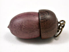 LV-3279  Purpleheart & Patridgewood Acorn Pendant Box, Charm, Pill Holder-SCREW CAP