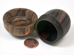LV-3370 Ebony & Bocote Acorn Jewelry Box, Pill Box, Trinket Box-SCREW CAP