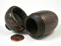 LV-3207 Black Chacate & Black Palm Acorn Pill Box, Jewelry, Engagement Ring Box-SCREW CAP