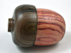 LV-3379 Tulipwood & Black Chacate Acorn Jewelry Box, Pill Box, Trinket Box-SCREW CAP