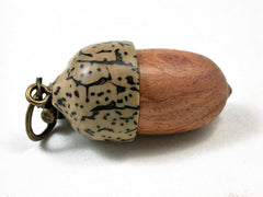 LV-3280 Amboyna Burl & Betelnut Acorn Pendant Box, Charm, Pill Holder-SCREW CAP
