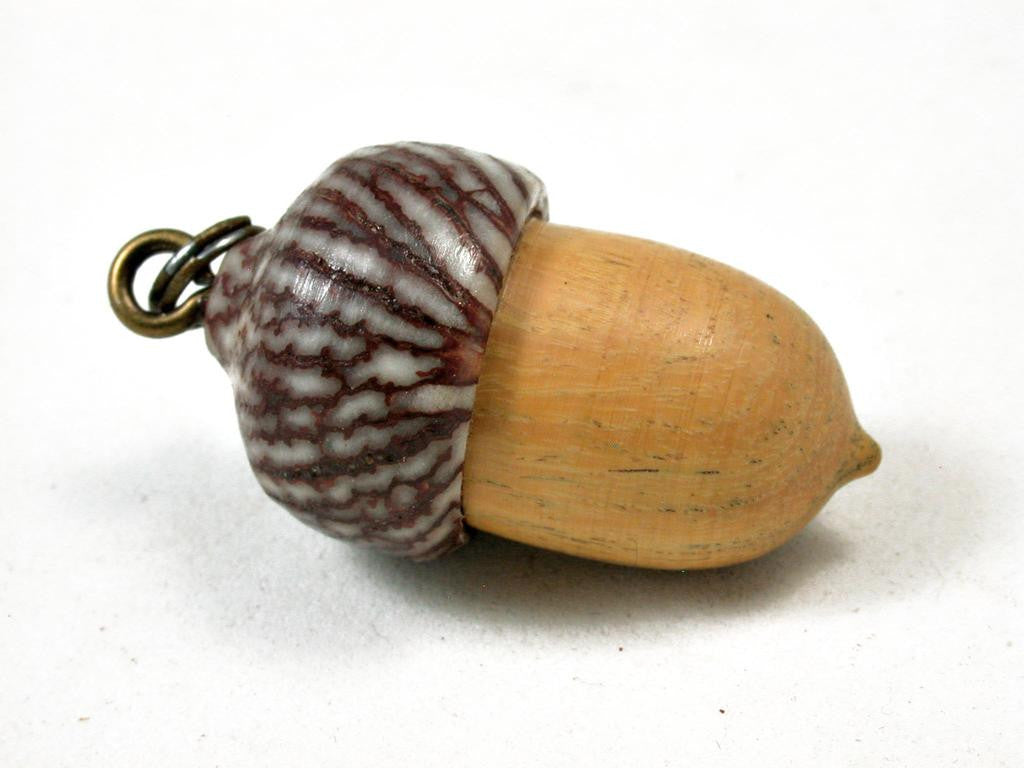 LV-3292  Lignum Sapwood & Betelnut Acorn Pendant Box, Charm, Pill Holder-SCREW CAP