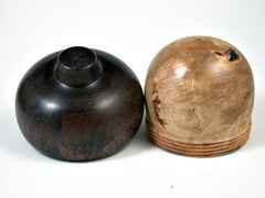 LV-3203 Mango burl & Lanceolaria Wooden Acorn Pill Box, Jewelry, Engagement Ring Box-SCREW CAP