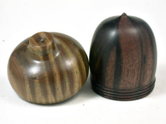LV-3365 Ebony & Verawood Acorn Jewelry Box, Pill Box, Trinket Box-SCREW CAP