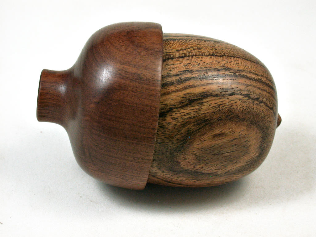 LV-3199 Bocote & Tamboti Acorn Pill Box, Jewelry, Engagement Ring Box-SCREW CAP