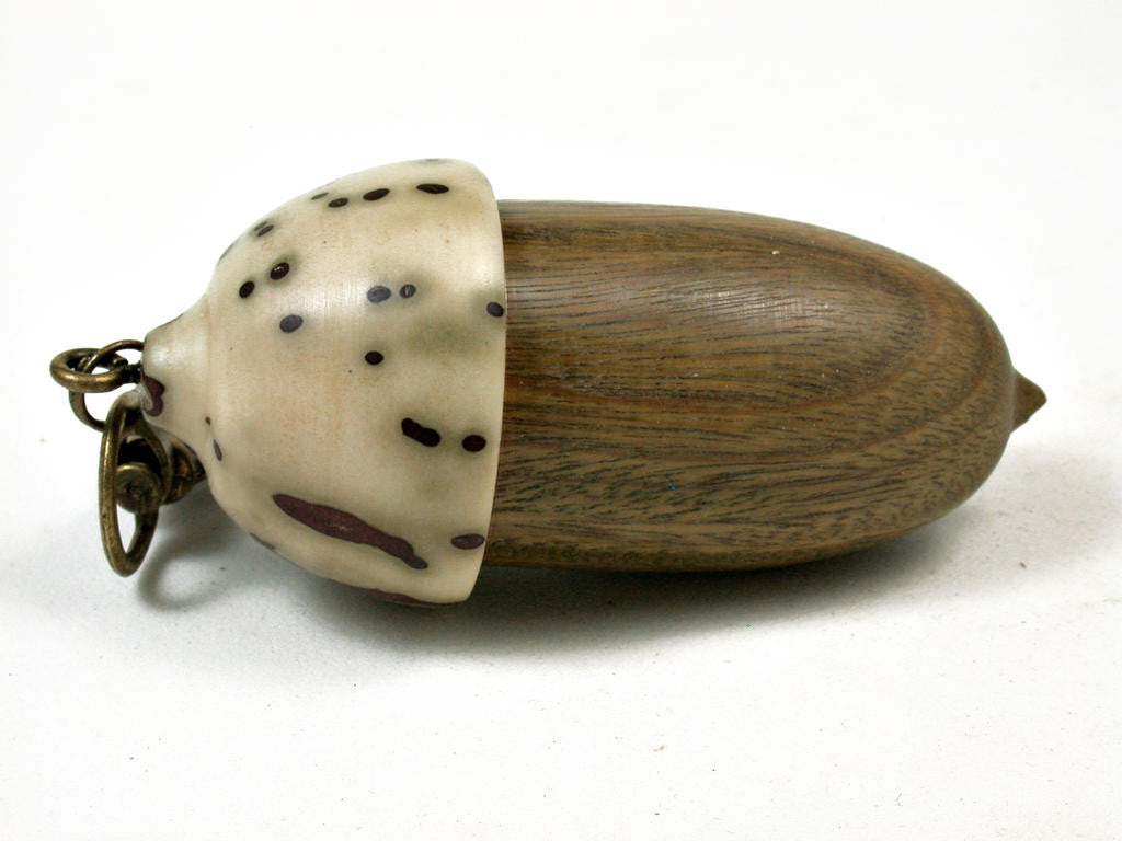 LV-3244 Verawood & Raffia Palm Nut Acorn Box, Pill Holder, Compartment Pendant-SCREW CAP
