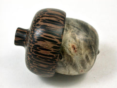 LV-3375   Buckeye Burl & Black Palm Acorn Pill Box, Engagement Ring Box-SCREW CAP