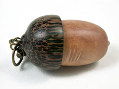 LV-3145 Madrone Burl & Black Palm Acorn Pill Box, Secret Compartment-SCREW CAP