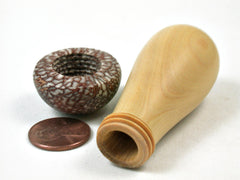 LV-3405 French Boxwood & Betelnut Mushroom Threaded Box, Pill Holder, Secret Compartment