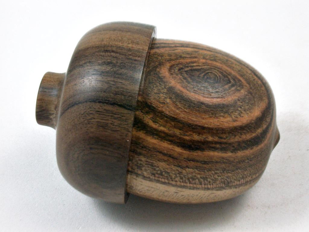 LV-3373 Bocote & Black Chacate Acorn Pill Box, Engagement Ring Box-SCREW CAP
