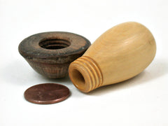 LV-3462 French Boxwood & Live Oak Mushroom Threaded Box, Pill Holder, Secret Compartment