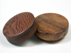 LV-3382  Leopardwood & ironwood Flat Pill Box, Snuff Box, Ring Holder, Trinket Box-SCREW CAP