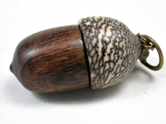 LV-3432 Desert Ironwood & Betelnut Acorn Pendant Box, Charm, Pill Holder-SCREW CAP