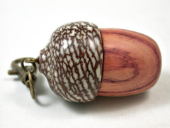 LV-3277 Tulipwood & Betel Nut Acorn Pendant Box, Charm, Pill Holder-SCREW CAP