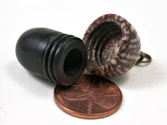 LV-3294 African Blackwood & Betelnut Acorn Pendant Box, Charm, Pill Holder-SCREW CAP