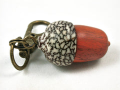 LV-3398  Sappanwood & Betelnut Acorn Pendant Box, Charm, Pill Holder-SCREW CAP