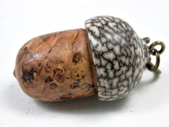 LV-3424 Cherry Burl & Betelnut Acorn Box, Pill Holder, Compartment Pendant-SCREW CAP