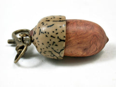 LV-3280 Amboyna Burl & Betelnut Acorn Pendant Box, Charm, Pill Holder-SCREW CAP