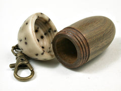 LV-3244 Verawood & Raffia Palm Nut Acorn Box, Pill Holder, Compartment Pendant-SCREW CAP