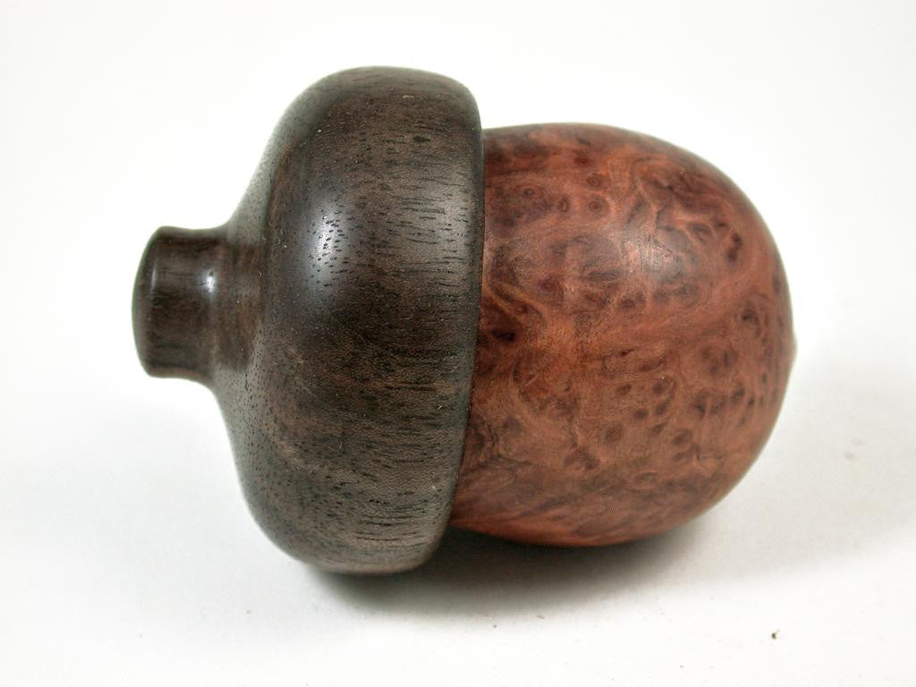LV-3201 Redwood Burl & Black Walnut Acorn Pill Box, Jewelry, Engagement Ring Box-SCREW CAP