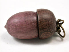 LV-3279  Purpleheart & Patridgewood Acorn Pendant Box, Charm, Pill Holder-SCREW CAP