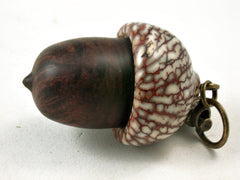 LV-3350 Manzanita Burl & Betelnut Acorn Pendant Box, Pill Fob-SCREW CAP