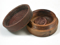 LV-3382  Leopardwood & ironwood Flat Pill Box, Snuff Box, Ring Holder, Trinket Box-SCREW CAP