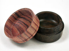 LV-3380 Tulipwood & Black Chacate Flat Pill Box, Snuff Box, Ring Holder-SCREW CAP