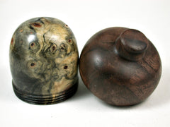 LV-3204 Buckeye Burl & Black Walnut Burl Acorn Pill Box, Jewelry, Engagement Ring Box-SCREW CAP