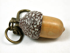 LV-3411  Lignum Sapwood & Betelnut Acorn Pendant Box, Charm, Pill Holder-SCREW CAP