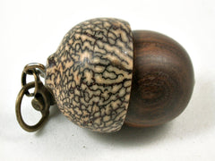 LV-3413 True Lignum Vitae & Betelnut Acorn Box, Pill Holder, Compartment Pendant-SCREW CAP