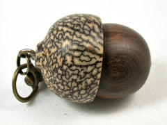 LV-3413  True Lignum Vitae & Betelnut Acorn Box, Pill Holder, Compartment Pendant-SCREW CAP