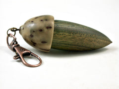 LV-3341 Verawood & Raffia Palm Nut Acorn Box, Pill Holder, Compartment Pendant-SCREW CAP