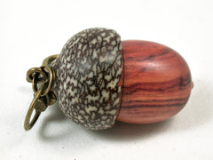 LV-3414 Tulipwood & Betelnut Acorn Pendant Box, Charm, Pill Holder-SCREW CAP