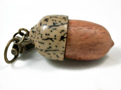 LV-3280 Amboyna Burl  & Betelnut Acorn Pendant Box, Charm, Pill Holder-SCREW CAP