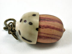 LV-3395 Tulipwood & Raffia Palm Nut Acorn Pendant Box, Charm, Pill Holder-SCREW CAP