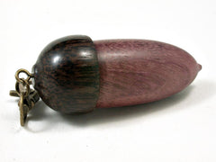 LV-3263 Purpleheart & Black Palm Acorn Pendant Box, Charm, Pill Holder-SCREW CAP